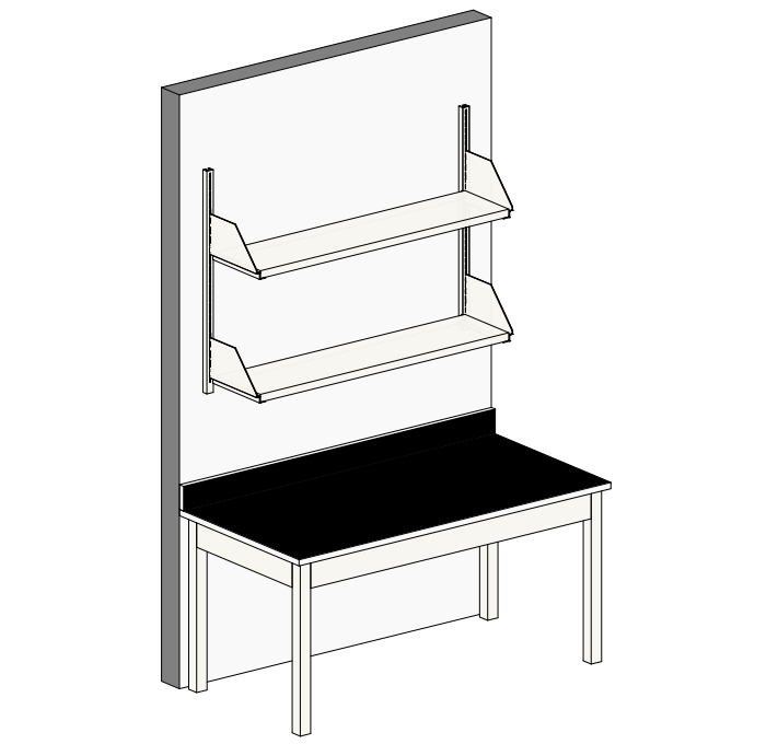 5’ Laboratory Table with Wall Shelf