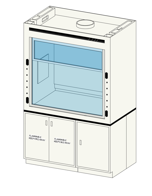 5’ Laboratory Fume Hood with (1) Flammable & (1) Standard Fume Hood Cabinet