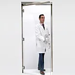Pre-Hung Frameless Manual Swing Doors, Stainless Steel Jambs
